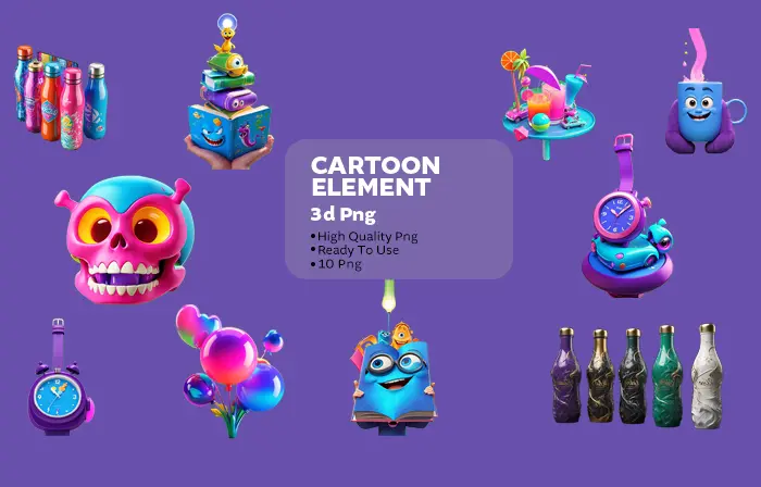 Funky cartoon 3D elements pack image